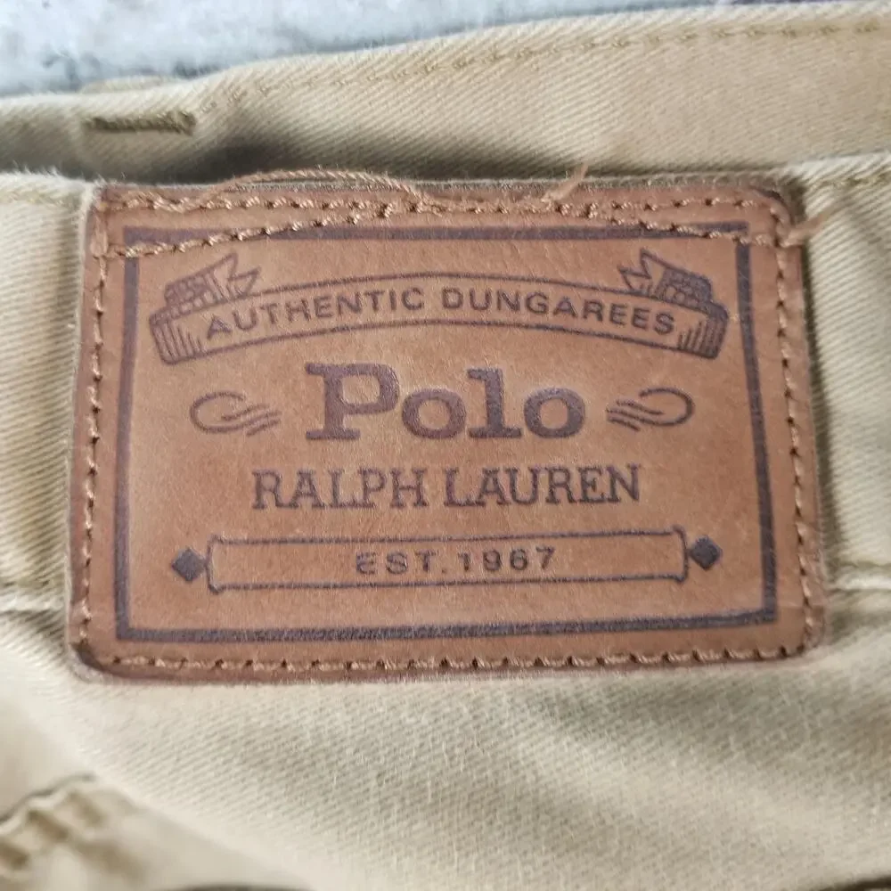Polo Ralph‎ Lauren Authentic Dungarees Jeans Mens 36x32 Beige Straight Denim